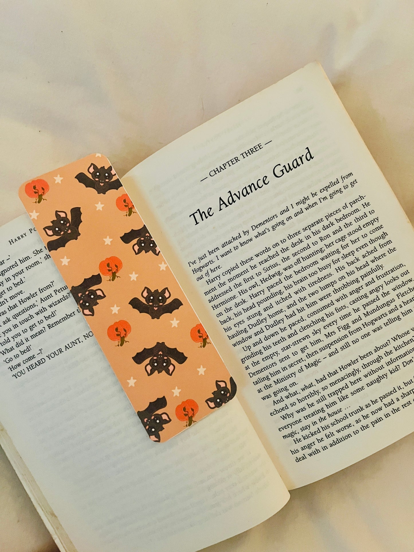 Baz the Bat Bookmark - Cute Halloween Bat Classic Bookmark with Pumpkins and Stars