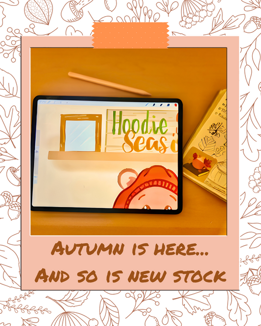 Autumn sticker being hand-drawn - sneak peek of new die-cut stickers for fall from The Little Sticker Shop