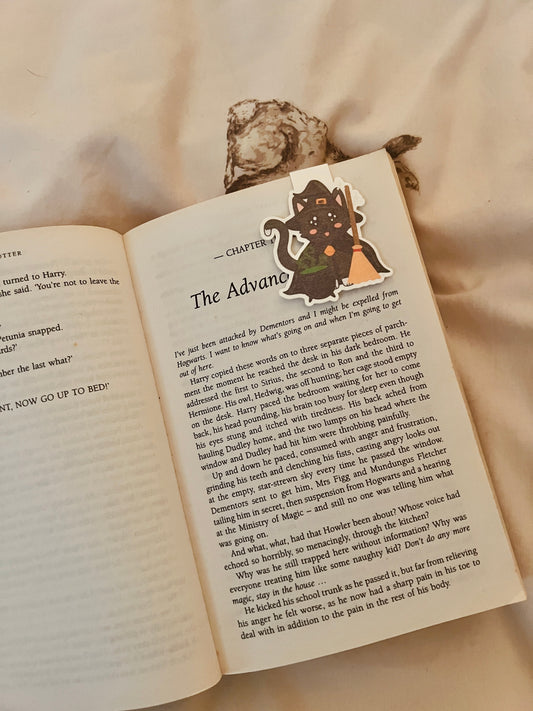 Callie Cat Witch Magnetic Bookmark - Cute Halloween Black Cat Bookmark