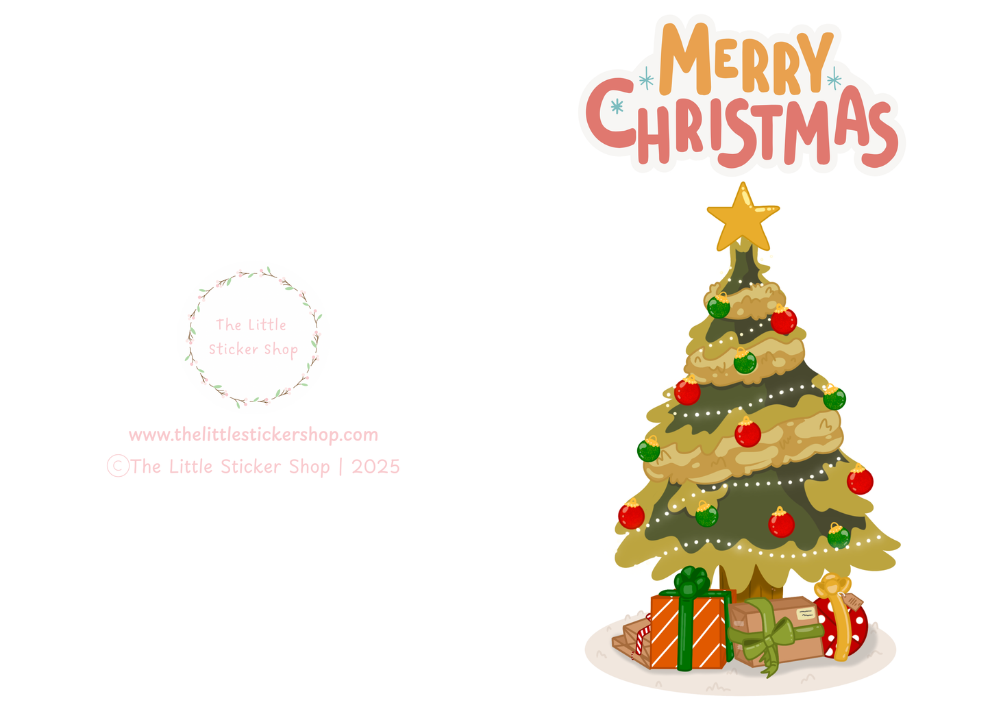 Christmas Tree Card – Cute Festive Tree with Star and Presents