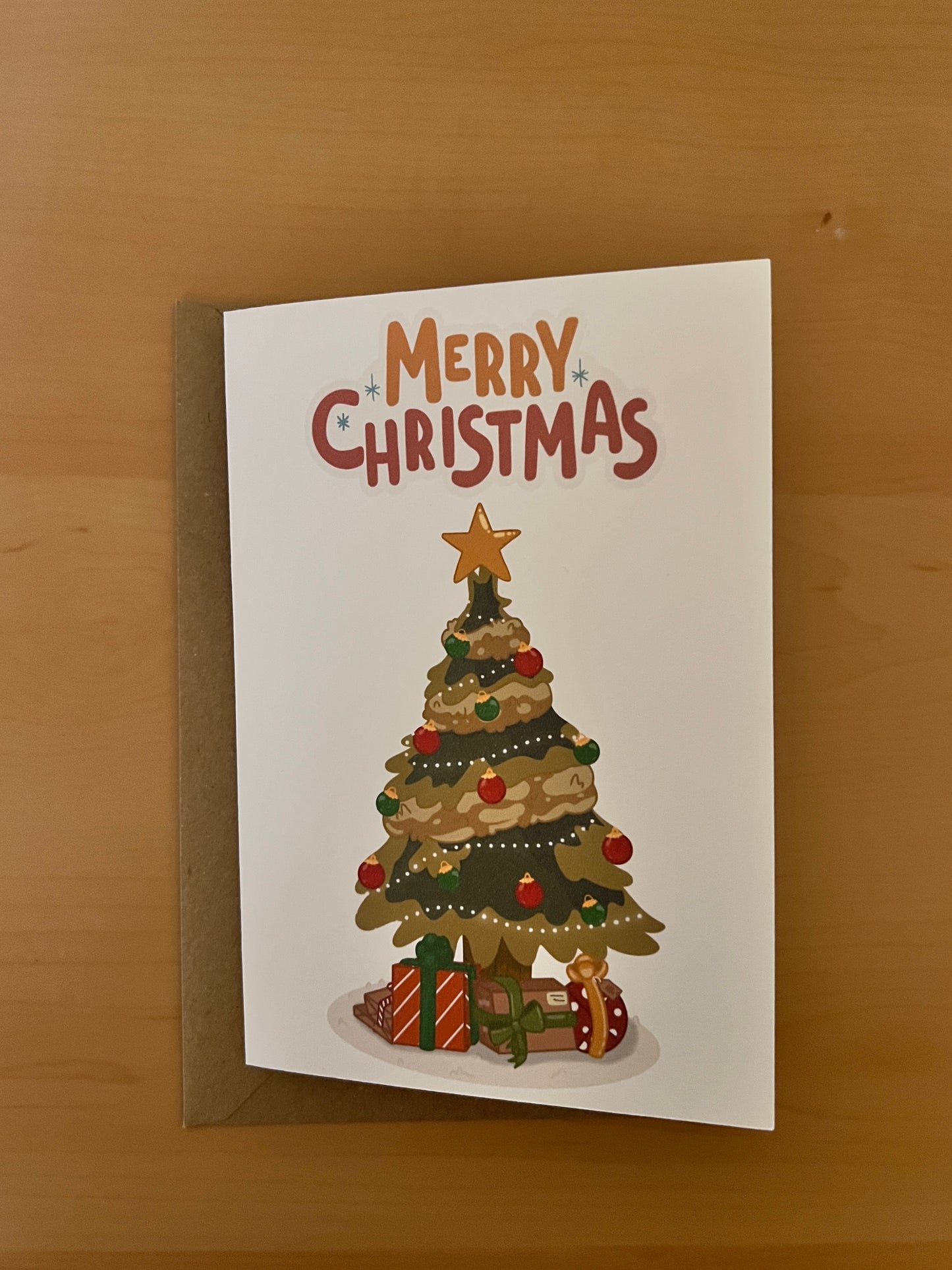 Christmas Tree Card – Cute Festive Tree with Star and Presents