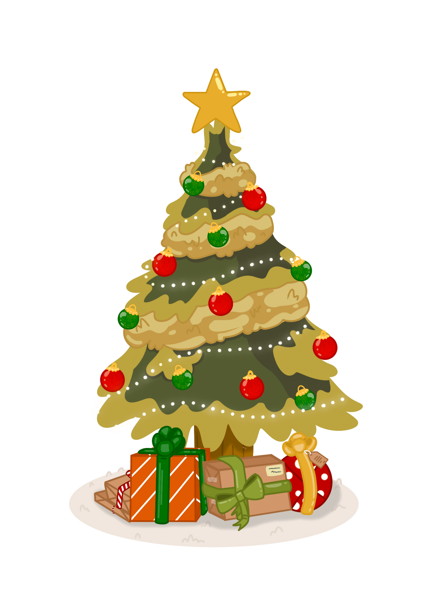 Christmas Tree Card – Cute Festive Tree with Star and Presents