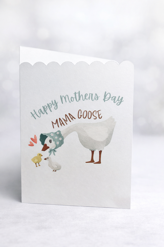 Mama Goose Mother’s Day Card – Cute Goose & Goslings Illustration