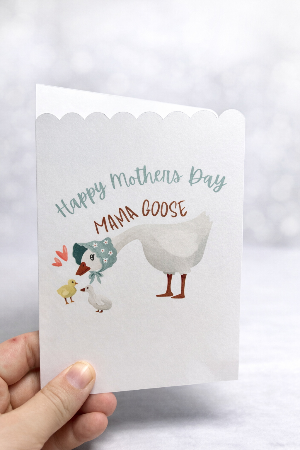 Mama Goose Mother’s Day Card – Cute Goose & Goslings Illustration
