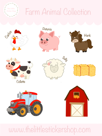 Farm Animals Sticker Sheet - Cute Cow, Pig, Sheep & More