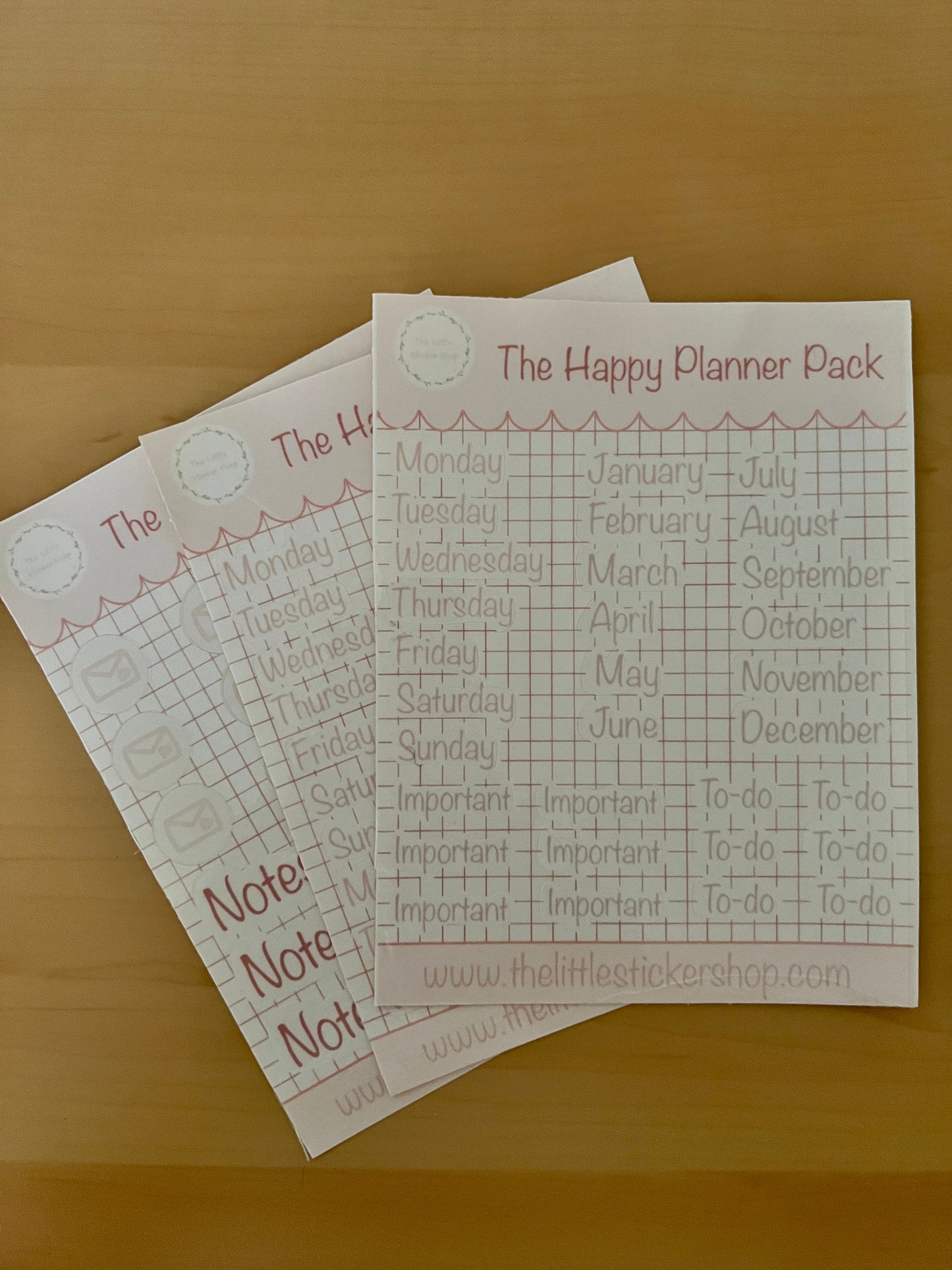 3 pack sticker sheet called The Happy Planner Pack with days of the week and month. 